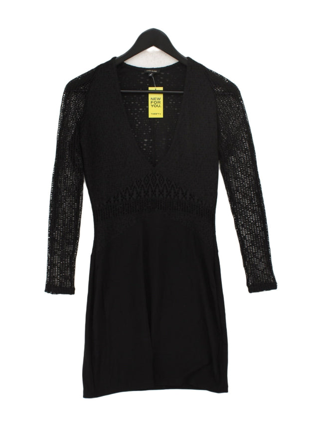 River Island Women's Midi Dress UK 10 Black Polyester with Elastane