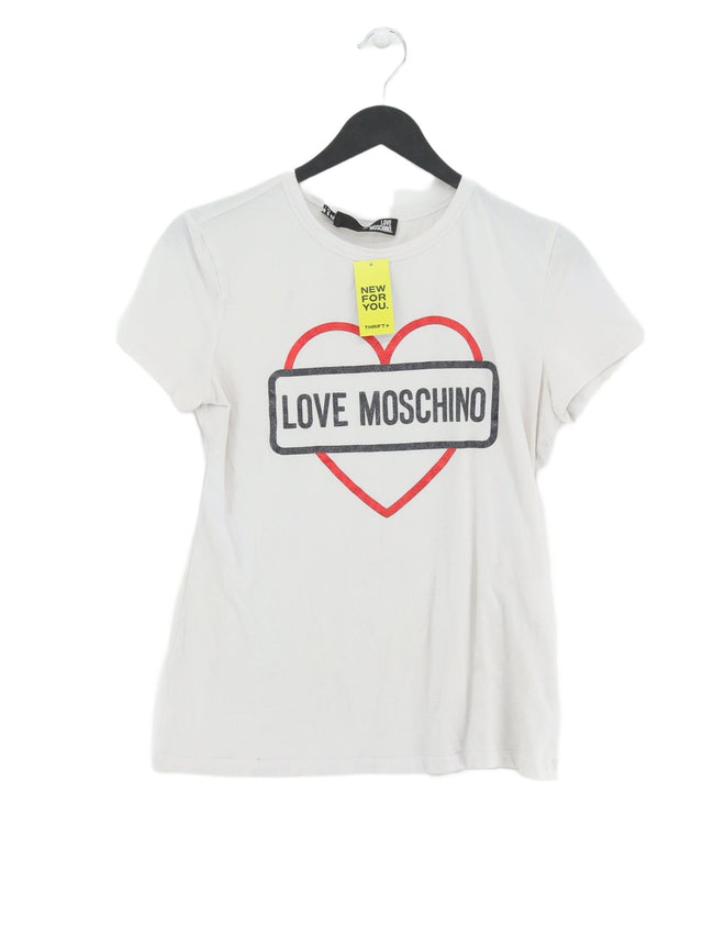 Love Moschino Women's T-Shirt UK 10 White Cotton with Elastane
