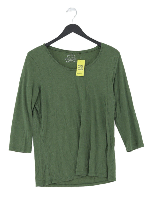 FatFace Women's T-Shirt UK 16 Green Cotton with Lyocell Modal