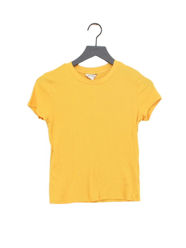 Monki Women's T-Shirt S Yellow Cotton with Elastane