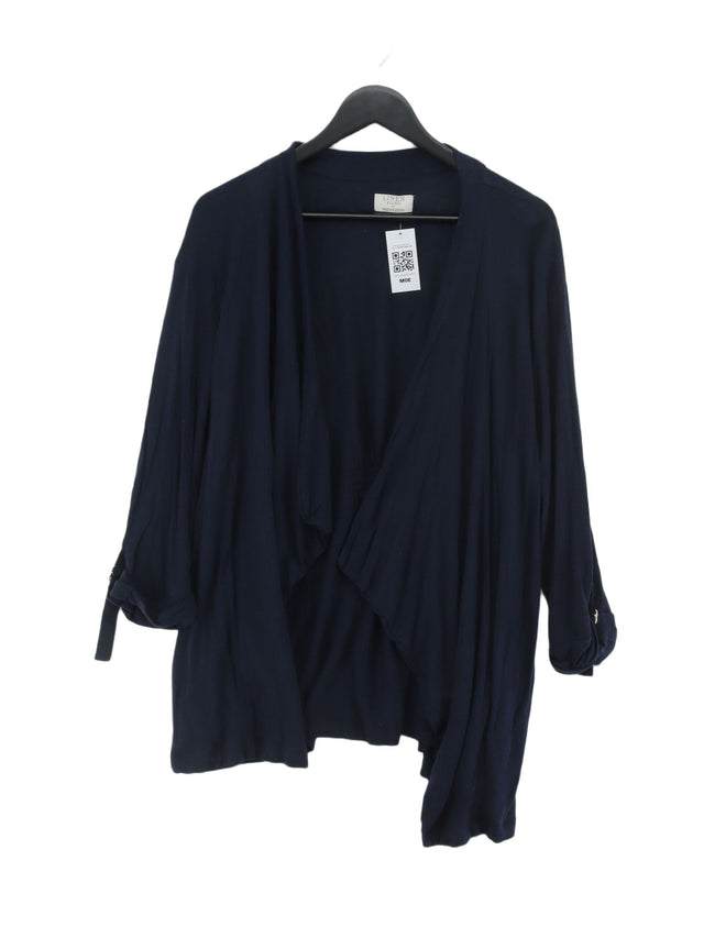 Monsoon Women's Cardigan L Blue Viscose with Linen