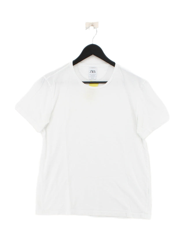 Zara Women's T-Shirt M White 100% Cotton
