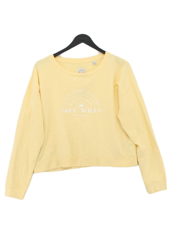 Jack Wills Women's Top UK 12 Yellow Cotton with Elastane