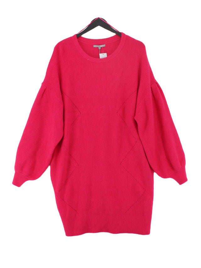 Oliver Bonas Women's Midi Dress UK 18 Pink Viscose with Polyamide, Polyester