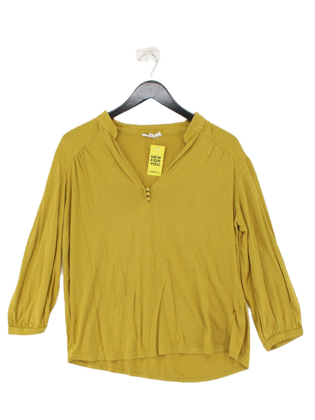 Thought Women's Top UK 16 Yellow Viscose with Cotton
