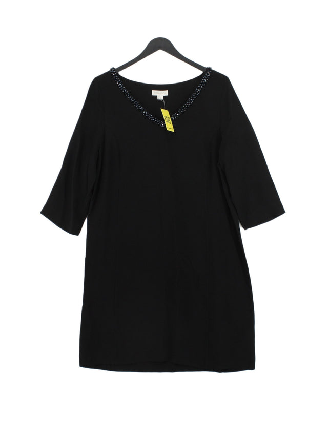 Monsoon Women's Midi Dress UK 14 Black Viscose with Polyester