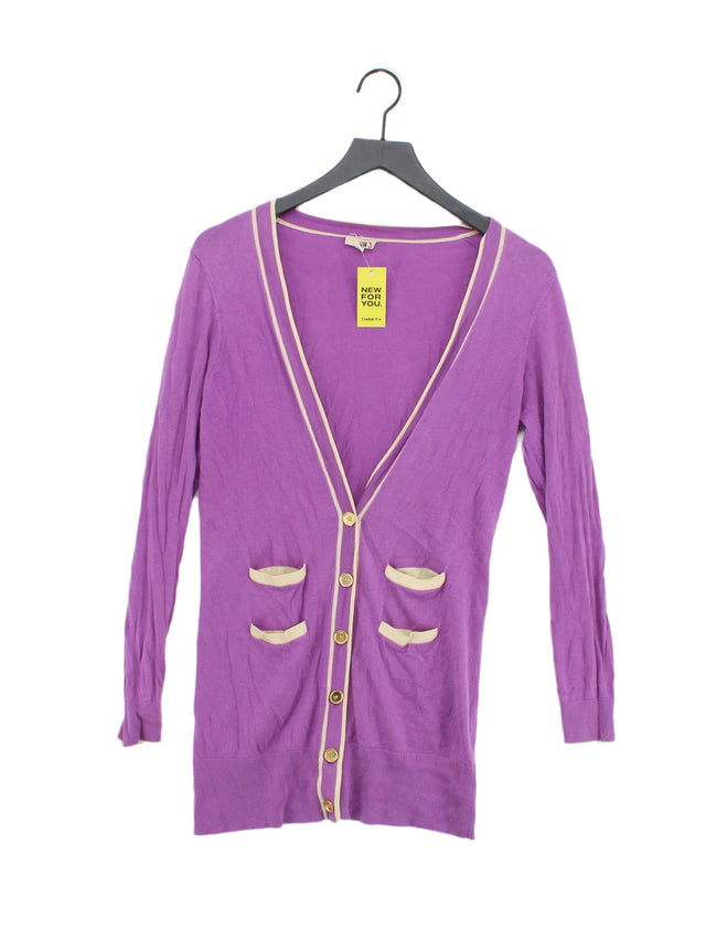 NW3 Women's Cardigan UK 12 Purple Cotton with Silk, Wool