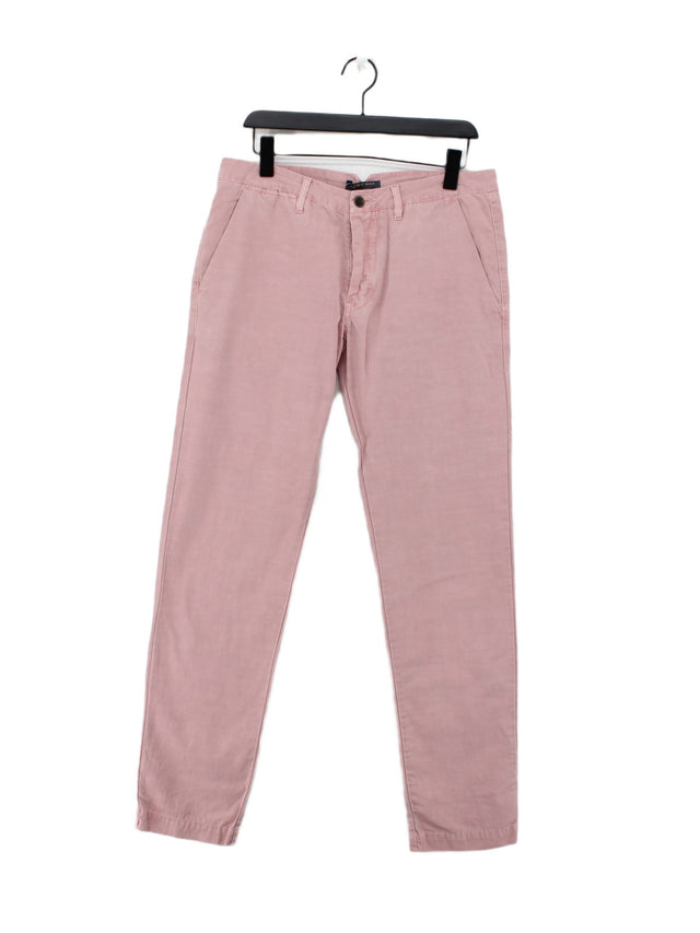 Zara Men's Trousers W 32 in Pink 100% Cotton