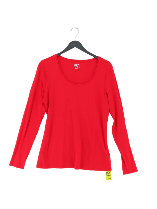 Lands End Women's Top M Red Cotton with Lyocell Modal, Spandex