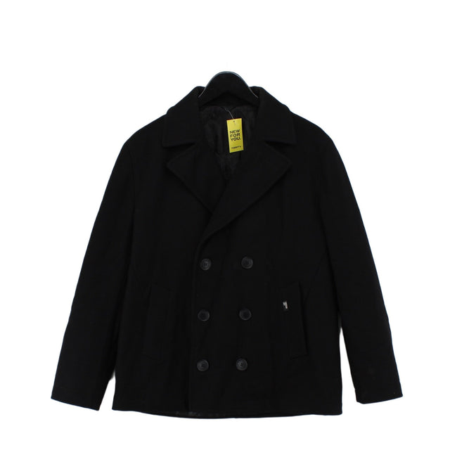 Moschino Women's Coat L Black Wool with Polyamide, Polyester