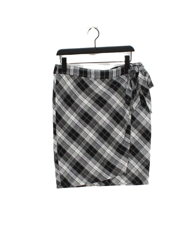 Ted Baker Women's Midi Skirt UK 14 Black Linen with Other, Polyester, Viscose