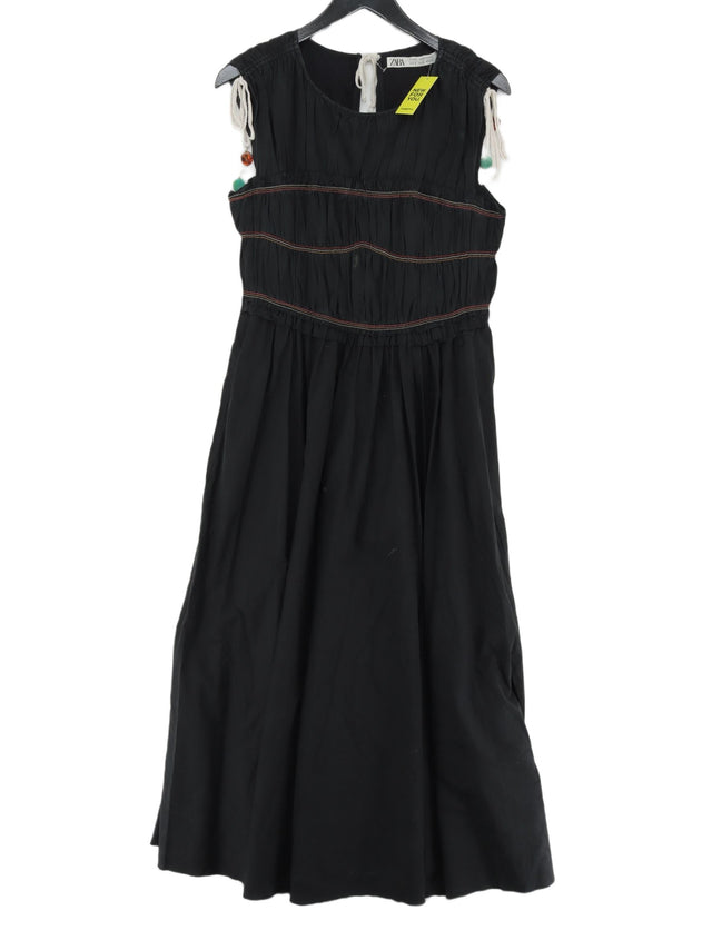 Zara Women's Midi Dress M Black 100% Cotton