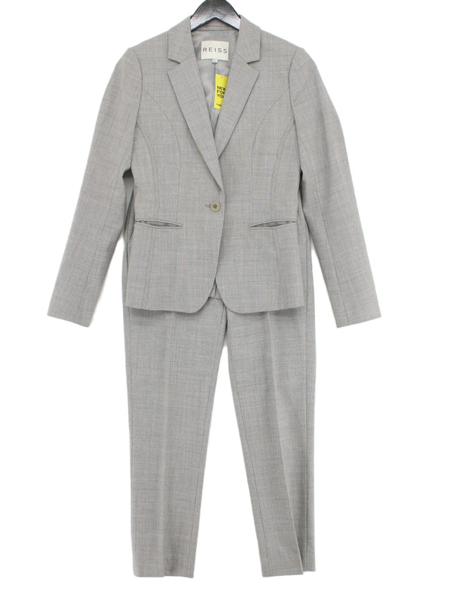 Reiss Women's Two Piece Suit UK 8 Grey Wool with Other, Polyester, Viscose