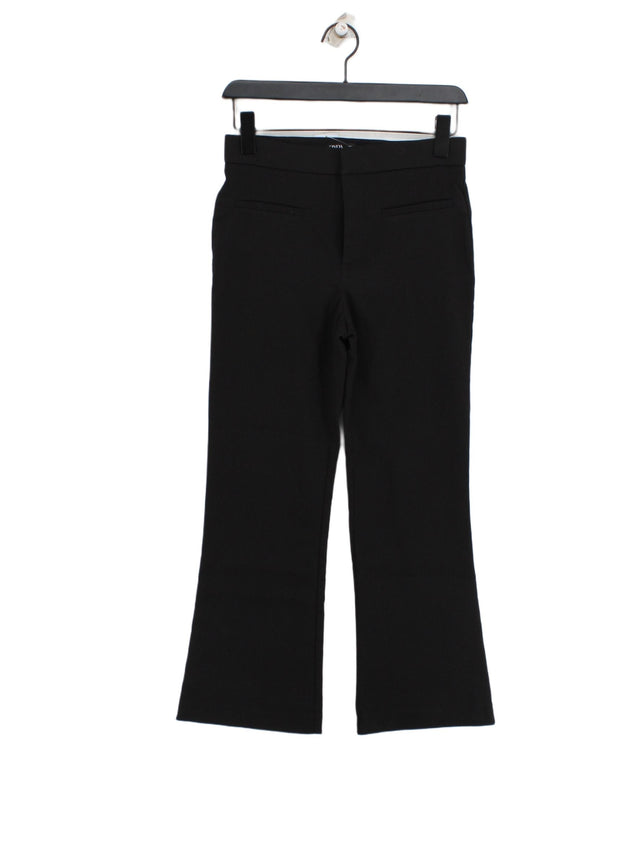 Zara Women's Suit Trousers M Black Cotton with Elastane, Polyester