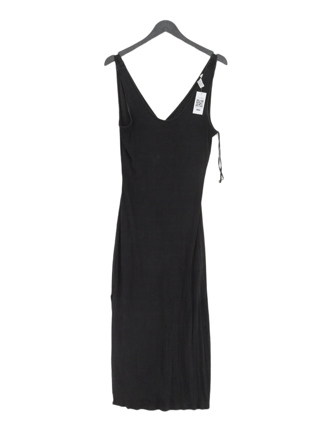 & Other Stories Women's Midi Dress UK 12 Black Cotton with Elastane