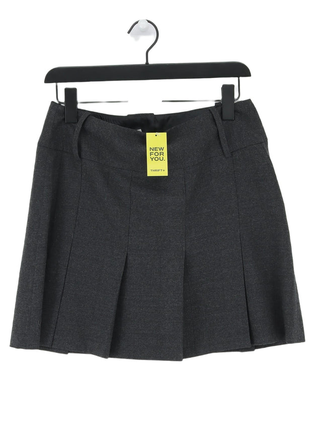 Next Women's Midi Skirt UK 10 Grey Wool with Polyester