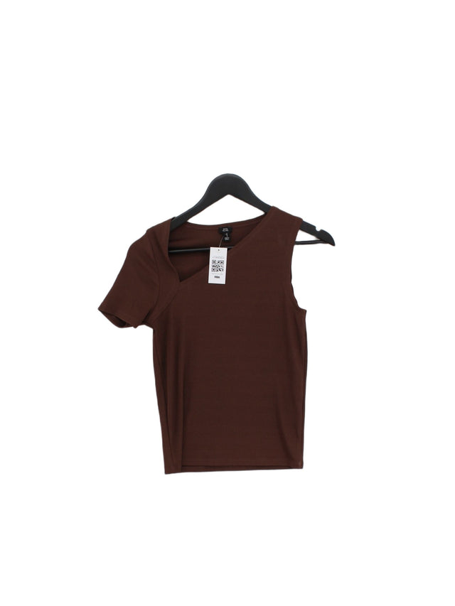 River Island Women's Top UK 12 Brown Polyester with Elastane