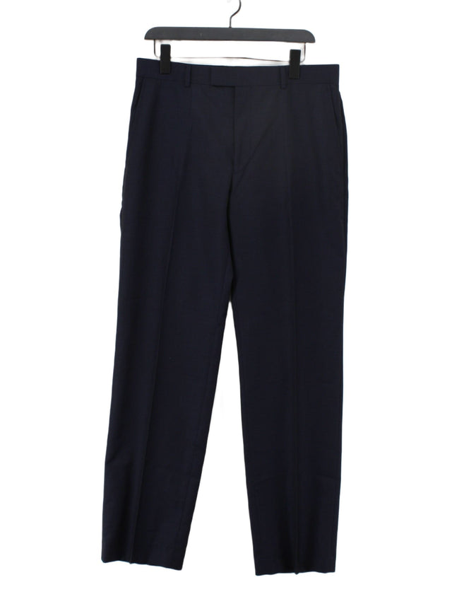 Paul Costelloe Men's Suit Trousers W 32 in Blue Wool with Mohair