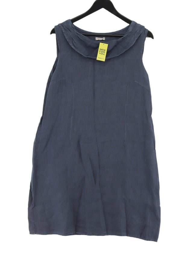 Lina Tomei Women's Midi Dress XL Blue 100% Linen
