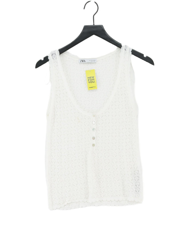 Zara Women's T-Shirt L White Viscose with Polyamide