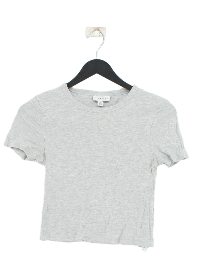 Topshop Women's Top UK 10 Grey Cotton with Polyester