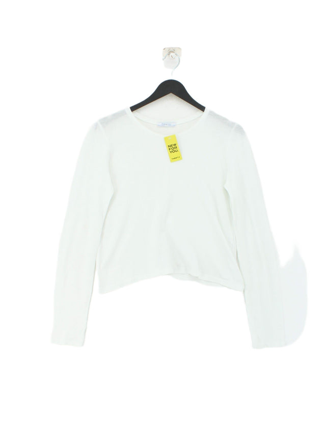 Zara Women's T-Shirt L White 100% Cotton