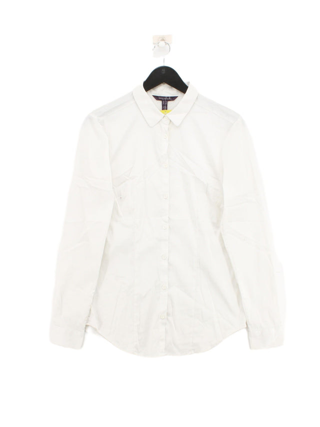 Long Tall Sally Women's Shirt UK 12 White Cotton with Elastane, Polyamide