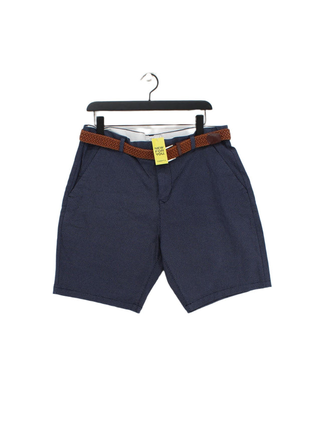 Next Men's Shorts W 36 in Blue Cotton with Elastane, Polyester, Viscose