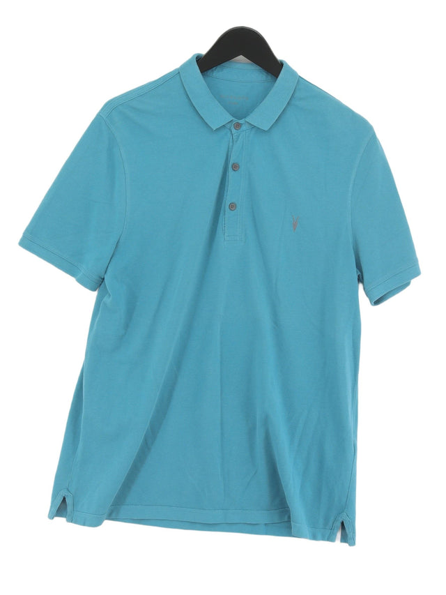 AllSaints Men's Polo XL Blue 100% Cotton