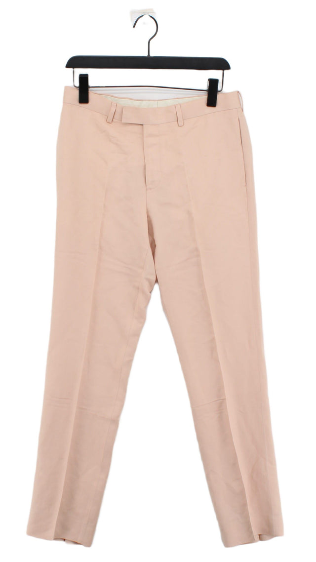 Sandro Men's Trousers M Pink Linen with Polyester, Viscose