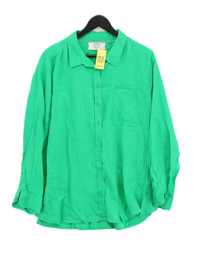 FatFace Women's Shirt UK 18 Green 100% Linen