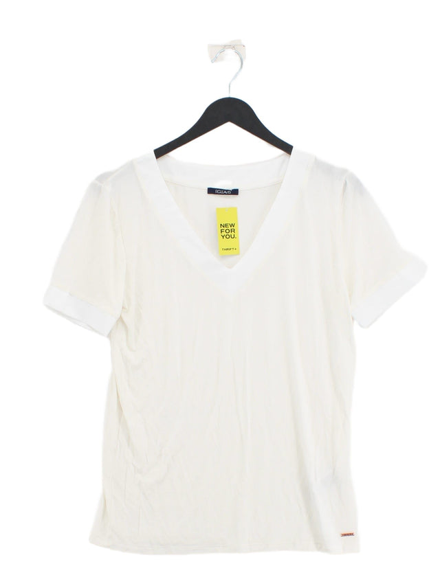 Figleaves Women's T-Shirt UK 12 Cream Viscose with Elastane, Polyester