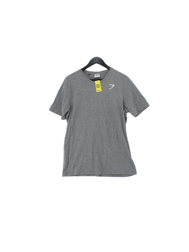 Gymshark Men's T-Shirt L Grey Cotton with Elastane