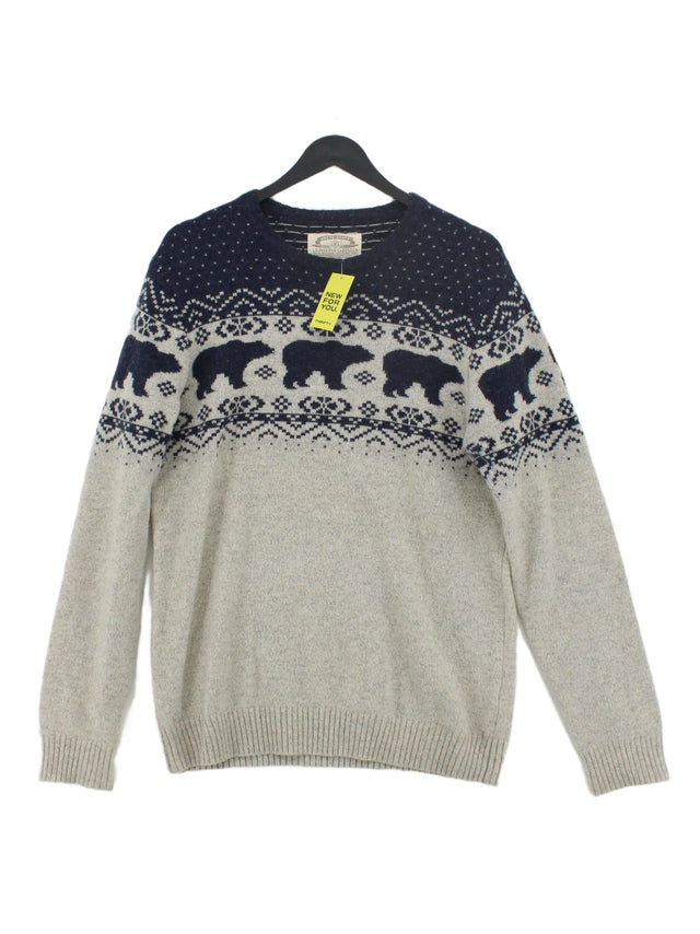 White Stuff Men's Jumper S Grey Wool with Nylon