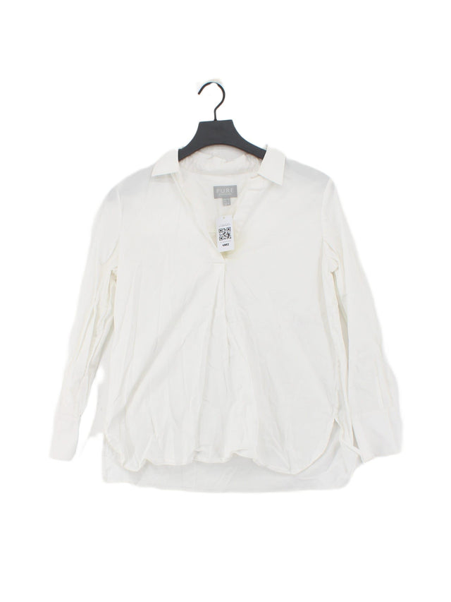 Pure Collection Women's Blouse UK 12 White Cotton with Elastane