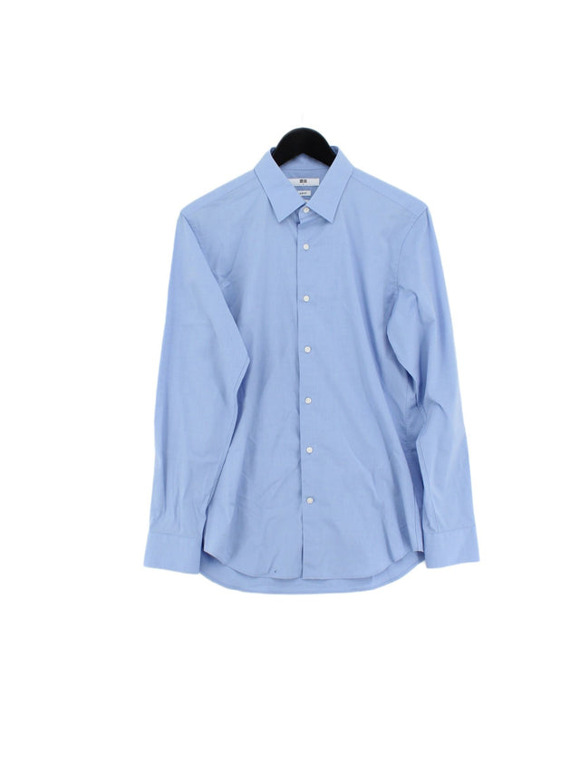 Uniqlo Men's Shirt S Blue Cotton with Elastane