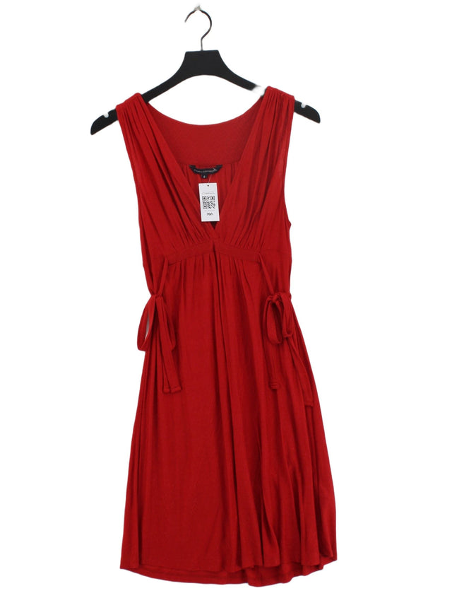 French Connection Women's Midi Dress UK 8 Red 100% Viscose