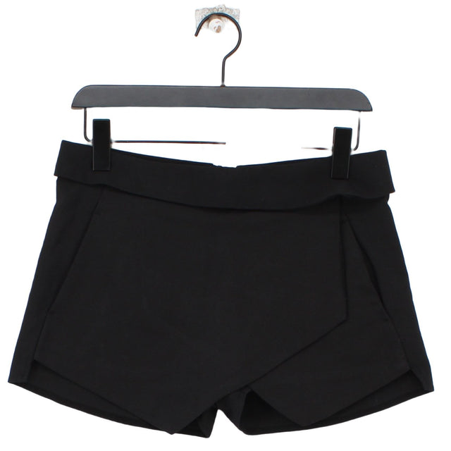 Zara Women's Shorts S Black Polyester with Cotton, Elastane