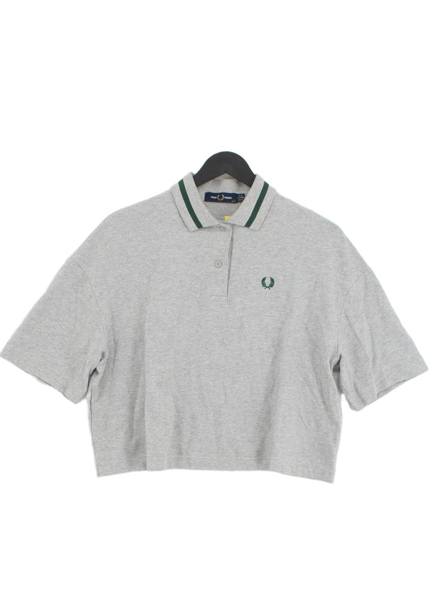 Fred Perry Women's Polo UK 8 Grey Cotton with Elastane