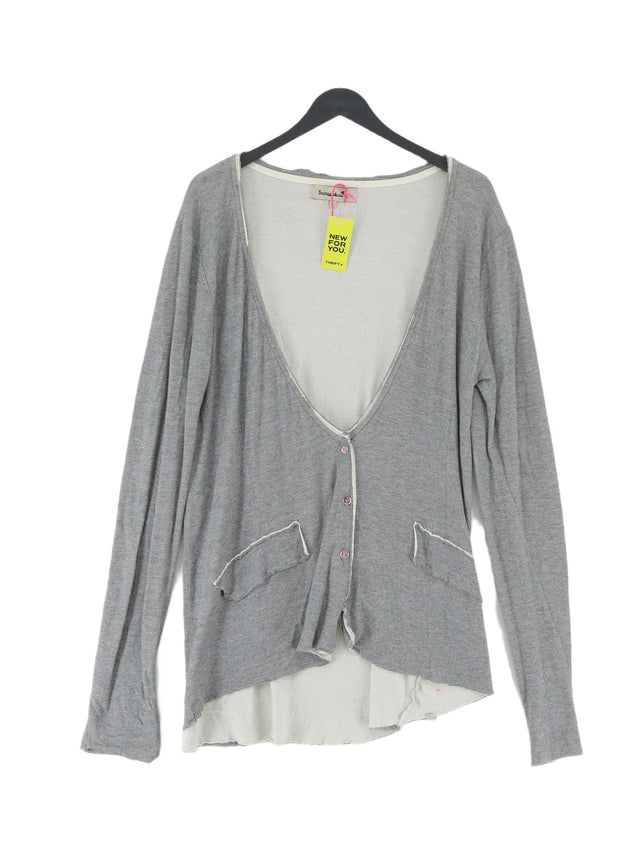 Twisted Muse Women's Cardigan L Grey Cotton with Viscose