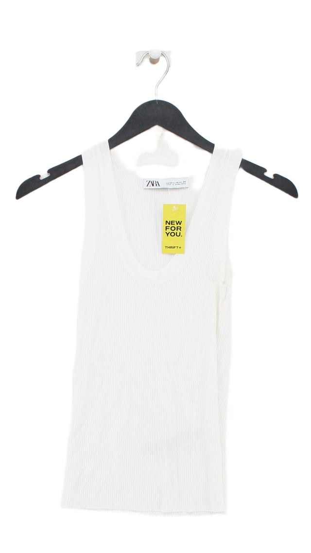 Zara Women's T-Shirt XS White Viscose with Nylon
