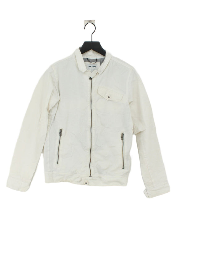 Pull&Bear Women's Jacket S White Polyester with Cotton