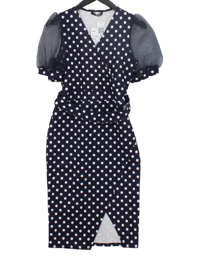 Quiz Women's Midi Dress UK 10 Blue Polyester with Elastane