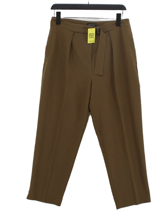 Topshop Women's Suit Trousers UK 12 Brown Polyester with Elastane, Viscose