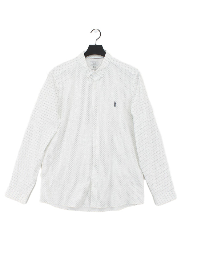 Next Men's Shirt L White Cotton with Elastane
