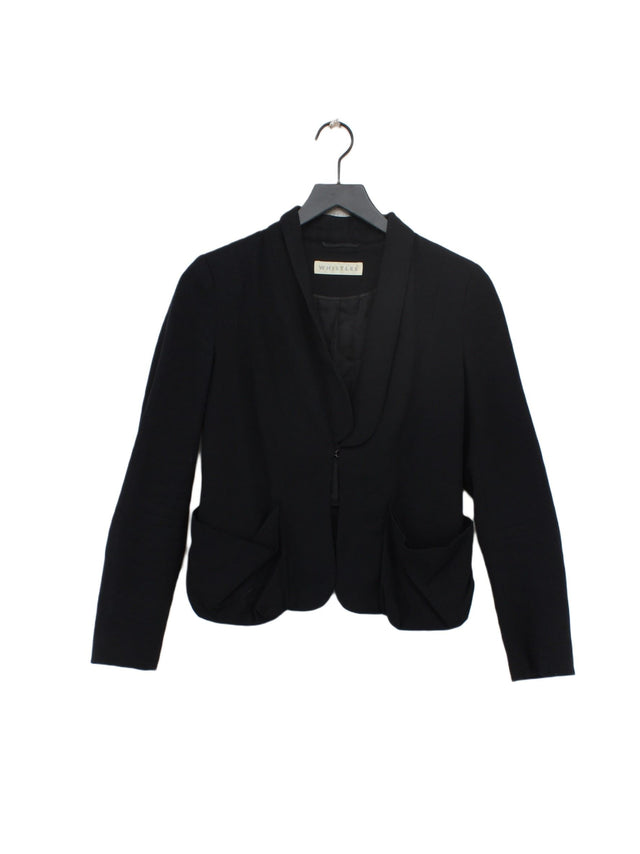 Whistles Women's Blazer UK 8 Black Linen with Viscose, Wool