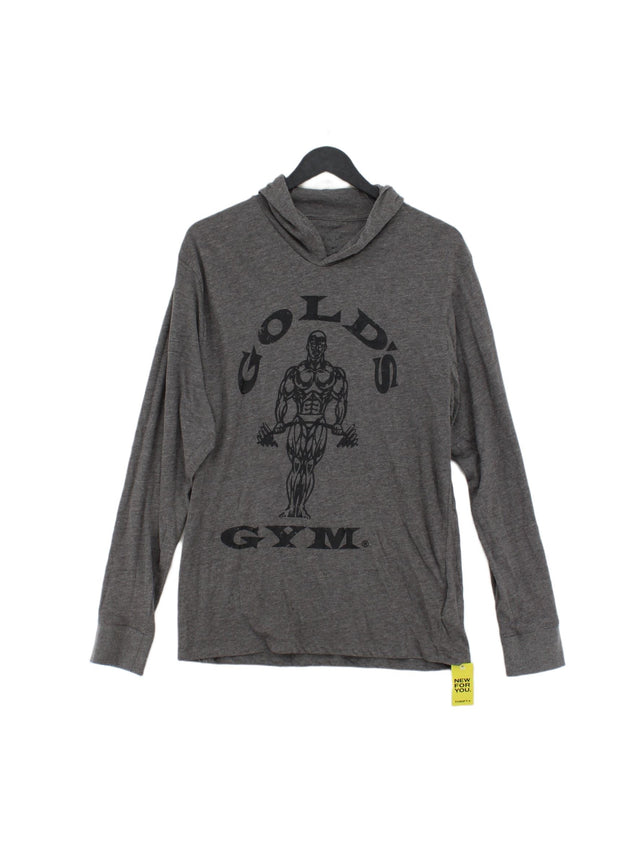 Gold's Gym Men's Hoodie L Grey Polyester with Cotton