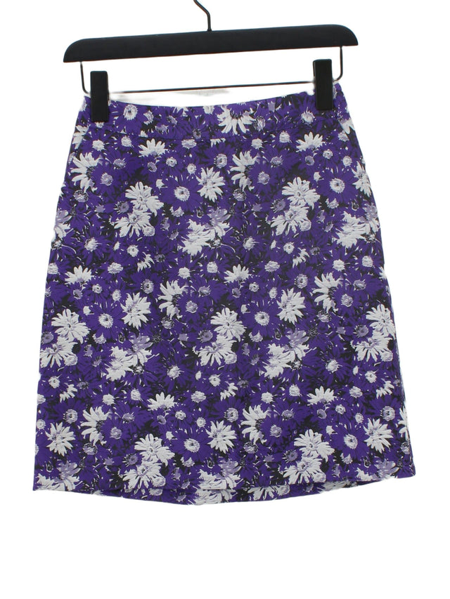 Warehouse Women's Midi Skirt UK 8 Purple Polyester with Viscose