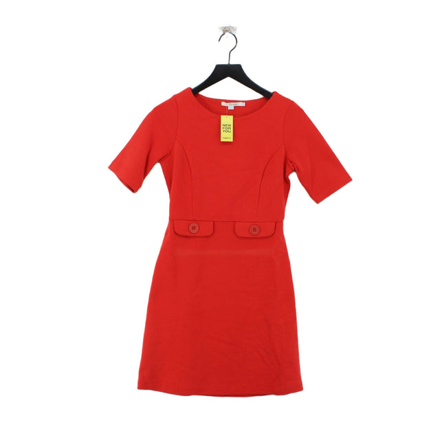 Boden Women's Midi Dress UK 8 Red Cotton with Elastane, Polyamide, Polyester