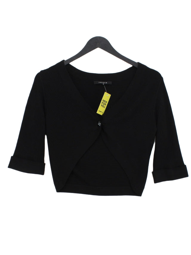 Jaeger Women's Cardigan S Black 100% Linen